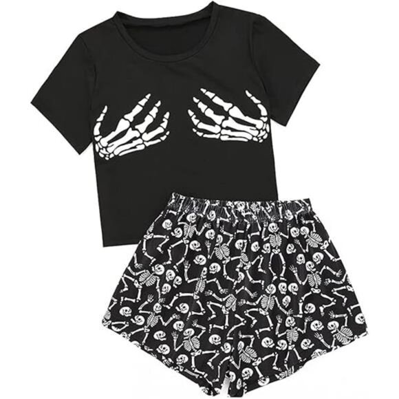 Women's Cute Pajama Set: Short Sleeve Top & Shorts - Picture 7 of 7